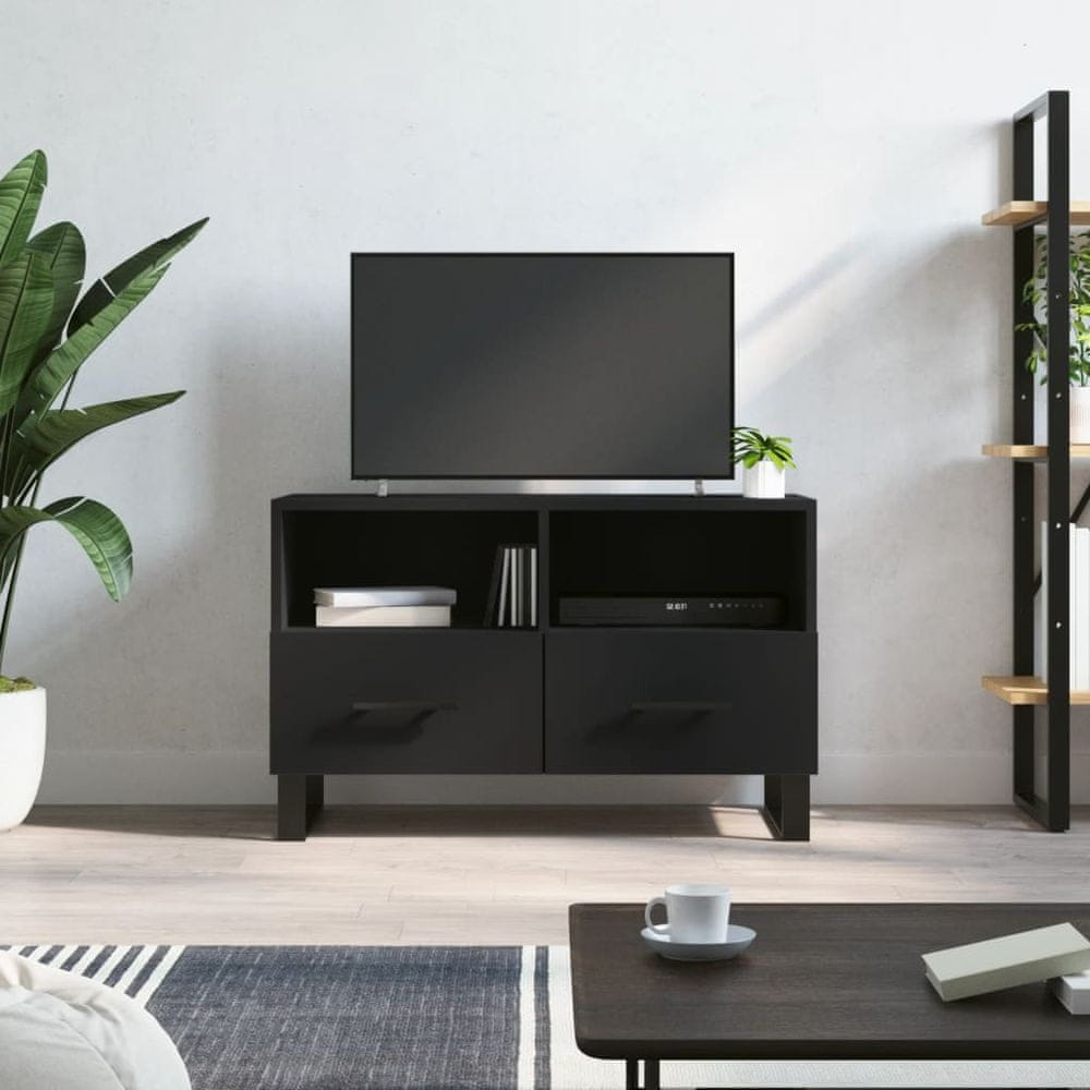 Vidaxl TV skrinka čierna 80x36x50 cm spracované drevo